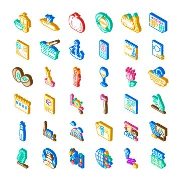 Collection of diverse isometric interface design icons イラスト素材