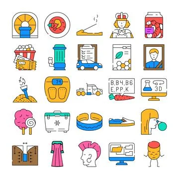 Collection of diverse lifestyle objects and activities icons Stockillustratie