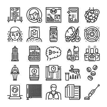 Collection of diverse line art vector icons Illustrazione stock