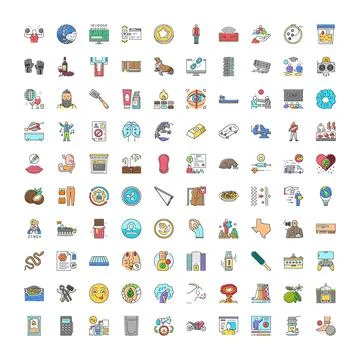 Collection of diverse line contour subject illustrations 스톡 일러스트