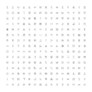 Collection of diverse line icons vector set Stock Illustration