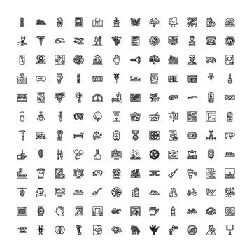 Collection of diverse line icons for web design Stock Illustration