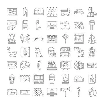 Collection of diverse line icons for web applications 스톡 일러스트