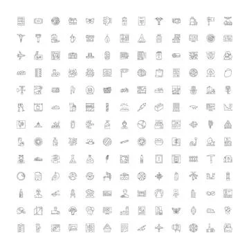 Collection of diverse line icons for web and mobile Stock Illustration