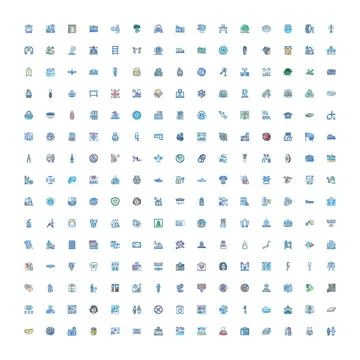 Collection of diverse line icons for web applications Stock Illustration