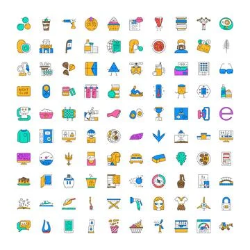 Collection of diverse line style vector icons Illustrazione stock
