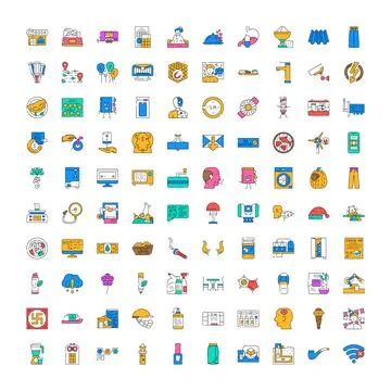 Collection of diverse line style vector icons Stock Illustration