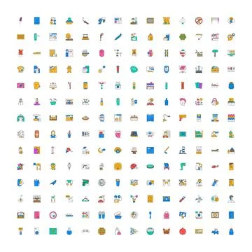 Collection of diverse line style vector icons 스톡 일러스트