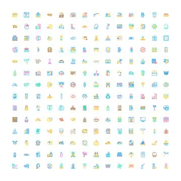Collection of diverse line style vector icons Illustrazione stock