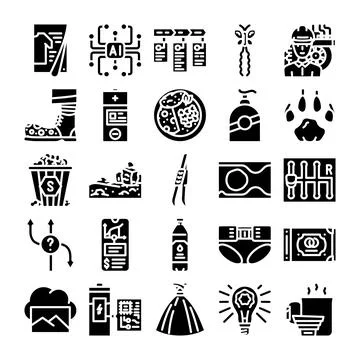 Collection of diverse modern digital and abstract icons Stock Illustration