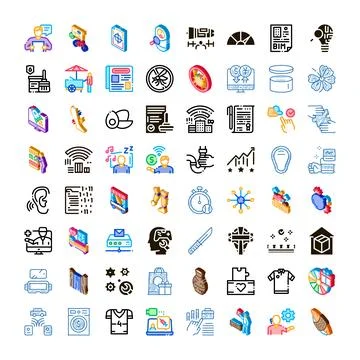 Collection of diverse modern digital technology icons 스톡 일러스트