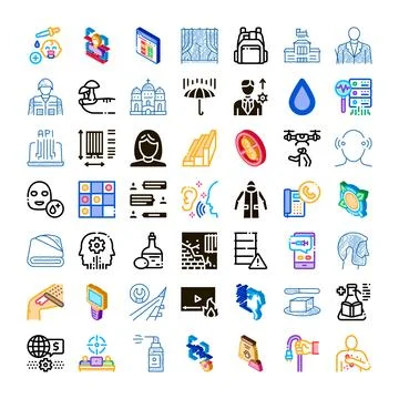 Collection of diverse modern flat and glyph icons Illustrazione stock