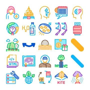 Collection of diverse modern flat line icons Illustrazione stock