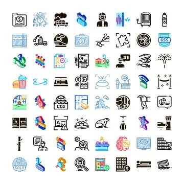 Collection of diverse modern flat line icons Stockillustratie
