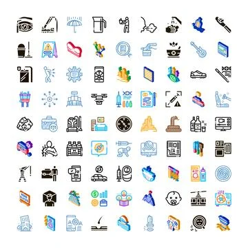 Collection of diverse modern flat line icons 스톡 일러스트