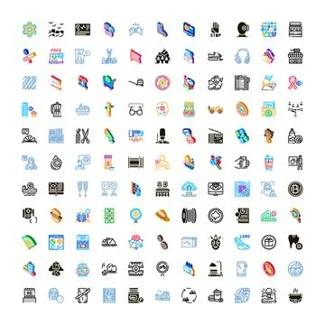 Collection of diverse modern flat line vector icons 스톡 일러스트