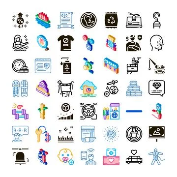 Collection of diverse modern flat line icons Stock Illustration