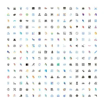 Collection of diverse modern flat line icons Illustrazione stock