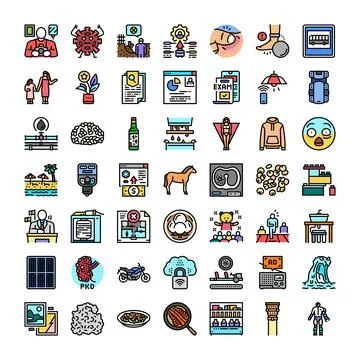 Collection of diverse modern flat line icons 스톡 일러스트