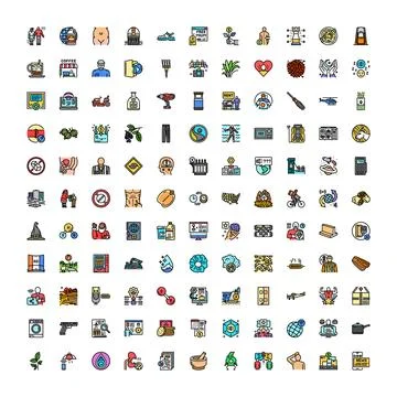 Collection of diverse modern flat line icons Illustrazione stock