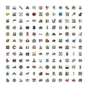 Collection of diverse modern flat line icons イラスト素材