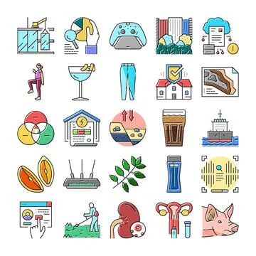 Collection of diverse modern flat vector icons Stock Illustration