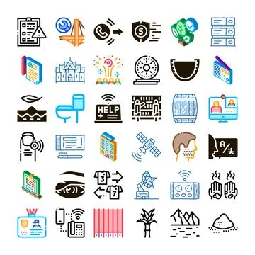 Collection of diverse modern technology and business icons Stock Illustration
