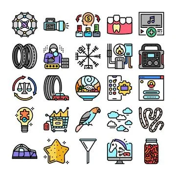 Collection of diverse modern vector line icons Illustrazione stock