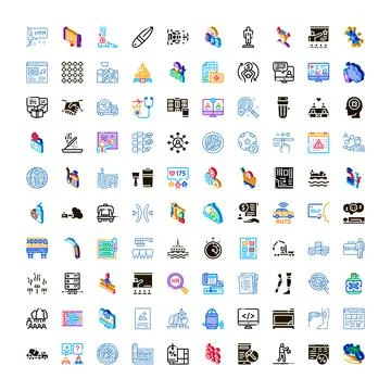 Collection of diverse modern web icons set Stock Illustration