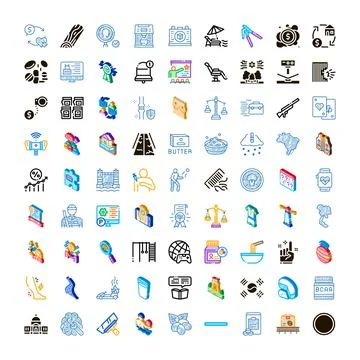 Collection of diverse modern web isometric icons Stock Illustration
