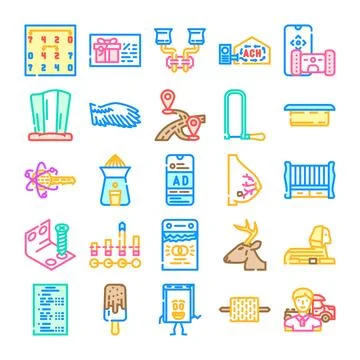 Collection of diverse object and concept icons Stock Illustration