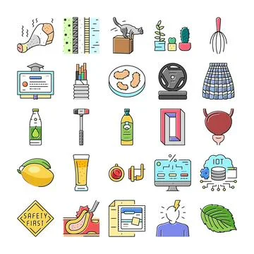 Collection of diverse objects and concepts illustration Stock Illustration
