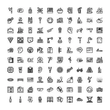 Collection of diverse outline graphics for user interface icons Stock Illustration