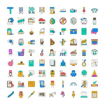 Collection of diverse outline icons bundle set Stock Illustration