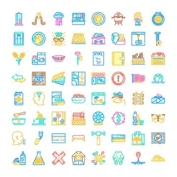 Collection of diverse outline icons vector illustration 스톡 일러스트