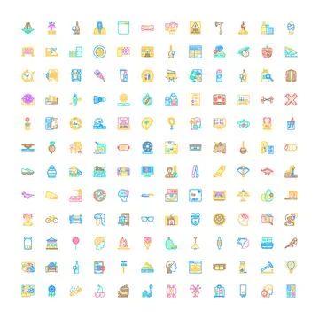 Collection of diverse outline icons vector design Stock Illustration