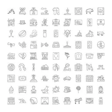 Collection of diverse outline vector graphics icons set Illustrazione stock