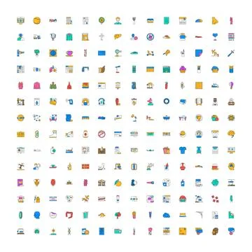 Collection of diverse outline vector icons set Illustrazione stock