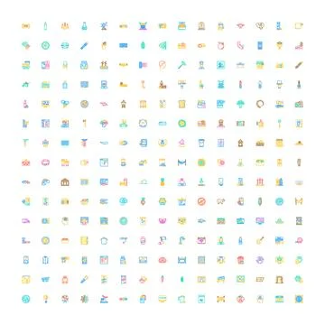 Collection of diverse outline vector icons for web, mobile, and business Stockillustratie