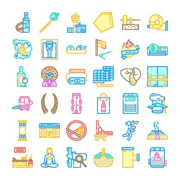 Collection of diverse outline vector icons set 库存插图