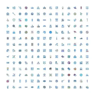 Collection of diverse outline vector icons for ui ux 스톡 일러스트