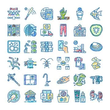 Collection of diverse scribble design web icons Illustrazione stock