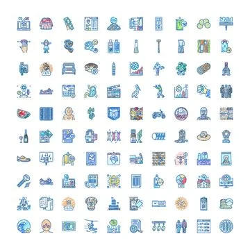 Collection of diverse scribble drawing style icons Stock Illustration
