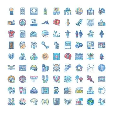 Collection of diverse scribble line art icons Stock Illustration