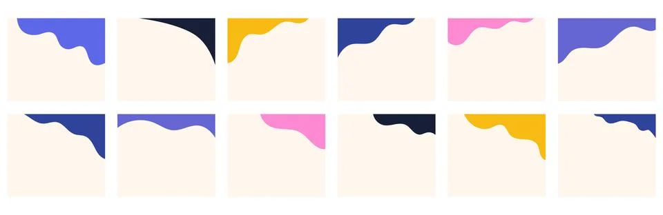 Collection of diverse shapes designed for header or footer use on square post Stock Illustration