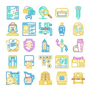 Collection of diverse simple line vector icons Illustrazione stock