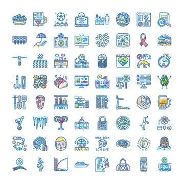 Collection of diverse small illustrations for concepts Illustrazione stock
