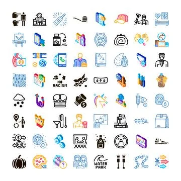 Collection of diverse small illustrations representing various concepts Stockillustratie