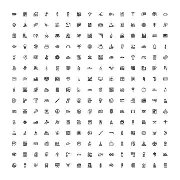 Collection of diverse thin line icons set 库存插图