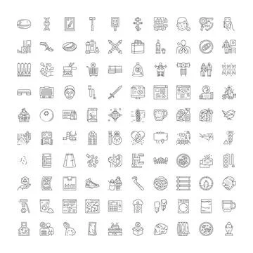 Collection of diverse thin line icons for web design Stock Illustration